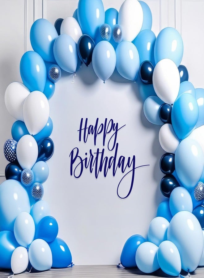 Sinload Happy Birthday Sign for Backdrop, Disposable Party Decoration, Easy Stick& Peel Wall Decal for Photo Background, Balloon Arch Decor(Blue) - Image 1